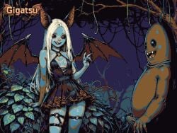 2boys ai_assisted ai_generated animated animation aseprite_(artwork) bat_wings erection femboy forest furry_ears gay gigatsu half_furry limited_palette monster outdoors penis_bulge pixel_animation pixel_art trap twitching