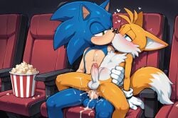 2boys ai_generated anal anal_sex belly_bulge blush blushing cum cum_in_ass cum_inside cumming cumming_from_anal_sex cumming_in_ass cumming_inside cumming_together cumming_while_penetrated cumming_while_penetrating elliota1991 gay gay_anal gay_sex hand_on_waist hearts hearts_around_head kiss kissing kissing_while_penetrated male/male male_only mobians.ai movie_theater popcorn sega sitting sitting_on_lap sitting_on_penis sitting_on_person sonic_(series) sonic_the_hedgehog sonic_the_hedgehog_(series) stomach_bulge tails tails_the_fox yaoi