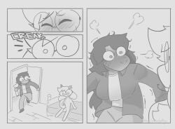 anthro averysweatyboy bed blush blush_lines bodily_fluids bovid breasts caprine caught_in_the_act caught_masturbating closed_eyes clothed clothing comic darkner deltarune duo eyewear female fur furniture genitals glasses goat hair horn long_hair male mammal masturbation nude on_bed penile penile_masturbation penis ralsei reptile scalie sitting sitting_on_bed spiral spiral_eyes surprised susie_(deltarune) sweat turning_around undertale_(series)