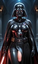 ai ai_generated big_breasts big_penis darth_vader futanari genderswap_(mtf) lightsaber red_lightsaber star_wars
