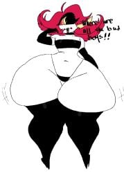 1girls belly_button color_edit cyclops cyclops_girl demon demon_girl femele hazbin_hotel heavensthroat huge_thighs niffty partially_clothed spilling_out thighs_bigger_than_head thighs_bigger_than_torso third-party_edit
