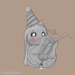 1:1 absurd_res anthro aroused ass blush bodily_fluids bunzo_bunny cum cumshot ejaculation feet foot_fetish genital_fluids genitals hi_res humanoid lagomorph leporid looking_at_viewer male male/male mammal mob_entertainment nomibuni paws penetration penis poppy_playtime rabbit soles solo tears