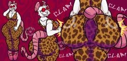 anthro anus ass ass_clapping bella_(cursedmesh) big_anus big_breasts big_butt breasts clapping_cheeks clothing cursedmesh eyewear female glasses huge_anus huge_butt hyper hyper_anus hyper_butt mammal murid murine piercing rat rodent size_difference solo tail thick_thighs tight_clothing twerking