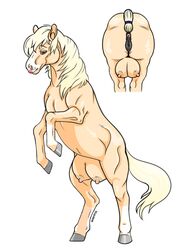 2018 anatomically_correct anatomically_correct_pussy animal_genitalia animal_pussy anus areola ass beasteros blaze_(marking) blonde_hair brown_eyes clitoral_winking clitoris close-up crotchboobs equine equine_pussy erect_nipples facial_markings female feral fur hair half-closed_eyes hi_res horse inviting leg_markings looking_at_viewer mammal markings nipples nude palomino pink_anus pony presenting presenting_anus presenting_hindquarters presenting_pussy presenting_teats puffy_anus pussy rear_view signature simple_background smile socks_(marking) solo white_background