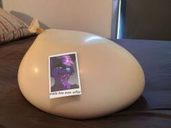 anthro bedroom blue_eyes blue_nose canid canine cock_vore condom cosmic_hair ethereal_hair femboy filled_condom fox genitals hi_res kitsunaki male mammal open_mouth penile penis photo photo_background photography_(artwork) purple_mouth sexual_barrier_device solo text unknown_artist vore