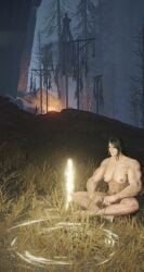 1girls 3d abs blue_eyes breasts casual elden_ring female fromsoftware grace human in_game in_game_model mod muscular_female naked nipples nonsexual nonsexual_nudity nudist outdoors pale_skin site_of_grace sitting sitting_down solo solo_female sorceress_sellen thick_thighs thighs vagina