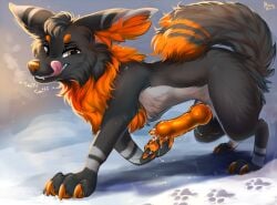 animal_genitalia animal_penis bodily_fluids canid canine canine_genitalia canine_penis canine_teeth cheek_tuft claws cum cum_inside cum_on_penis cumshot ejaculation facial_tuft fennec_fox feral fluffy fluffy_chest fluffy_ears fluffy_hair fluffy_tail footprint fox genital_fluids genitals hair hunter hunting hybrid knot knotted_penis male male/male mammal mikuni_(mikunifox) mohitopaw neck_tuft orange_pawpads orange_paws orange_penis pawpads pawprint paws penis pinup pose saliva saliva_on_tongue solo tail true_fox tuft winter