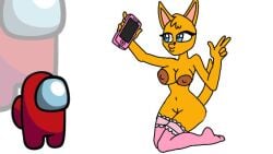 1boy 1girl 5_fingers among_us anthro areola areolae arms_up background big_breasts big_nipples black_nose blue_eyes bowtie breasts cellphone completely_nude didi_kay digital_media_(artwork) edit fanart female fingers fur furry genitals holding_cellphone holding_object holding_phone kangaroo kneeling kneeling_female leggings legs lips looking_up male milf mini_crewmate naked naked_female nipples nude nude_female phone pussy screencap simple_background solo stockings tail tansau thumbnail what wtf wtf_is_this youtube youtube_thumbnail youtubers
