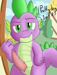 dragon erection feral foxkai friendship_is_magic green_eyes male male_only my_little_pony penis solo spike_(mlp)