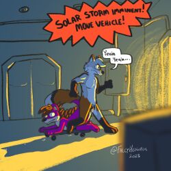 1:1 anthro ass_to_ass awkward bent_over bodily_fluids canid canine comic coolskeltal95 cum cum_drip cum_inside determined digital_media_(artwork) dipstick_ears dipstick_tail dripping duo ear_markings eulipotyphlan falcy_hedgehog fox fur genital_fluids gloves_(marking) hedgehog hi_res interrupted_sex knotting leg_markings male male/male mammal markings multicolored_ears orange_body orange_fur pink_body pink_fur raised_tail ruka_fawkes signature skateboard socks_(marking) spacecraft speech_bubble stuck_together surprised tail tail_markings unusual_fur_pattern vehicle