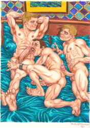 michael_kirwan original gay yaoi tagme traditional_art male male_only 1993 3boys dated blonde_hair brown_hair twins