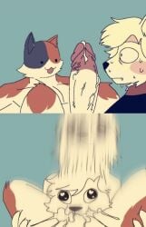 :3 :3_face commissioner_upload cum_in_mouth cum_splatter eager_blowjob fellatio gay gay_male hands_on_thighs heart heart_eyes if_it's_too_much_you_don't_(meme) konductor_mew male/male male_only meowscles_(fortnite) motion_blur penis_awe poyciutto precum precum_on_penis puffy_cheeks sweating thick_penis veiny_penis yaoi