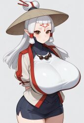 ai_generated artist_request female light_skin light_skinned_female paya_(the_legend_of_zelda) pointy_ears solo the_legend_of_zelda tight_clothing white_hair