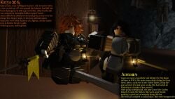 2girls 3d anna_(hibana_rr34) armor armored armored_female armour breasts cave character_name clothed english_text female female_only fully_clothed golden_empire_(grave/digger) grave/digger hibana_rr34 katya_(hibana_rr34) lancer_(grave/digger) large_breasts large_thighs orange_hair original_character original_characters roblox roblox_game robloxian soldat_(grave/digger) tagme text weapons