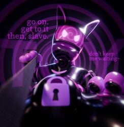 3d_(artwork) abstract_background anthro bulge chastity_device clothing digital_media_(artwork) dominant drone dronification e16f_(tanza3d) first_person_view hi_res hypnosis latex latex_clothing latex_skinsuit leash leash_pull leashed_pov lock_bulge lock_symbol looking_at_viewer male mind_control null_bulge skinsuit solo spiral spiral_background submissive tanza3d tight_clothing