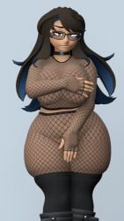 1girls 2026 3d 3d_(artwork) 3d_model 3d_render artist_self-insert bbw big_breasts breasts brown_hair brown_hair_female choker covering covering_breasts covering_crotch curvy curvy_female curvy_figure eyelashes eyeshadow female female_focus female_only fingerless_gloves fishnet_bodysuit fishnet_clothing fishnets glasses hi_res latina liziedoodle lizielewddle lizielewddle_(character) long_hair long_hair_female looking_at_viewer midriff_peek original paeonypetals peonypetals simple_background skindentation solid_color_background solo solo_female tan_skin tan_skinned_female thick_thighs thigh_squish voluptuous voluptuous_female wide_hips