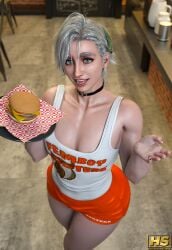 1boy 3d capcom choker clothed clothing erik_(monster_hunter_wilds) femboy femboy_hooters femboy_only hagiwara_studio hair_ornament high_resolution highres hooters male monster_hunter monster_hunter_wilds short_hair sissy tagme white_hair