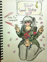 blush burning_candle candle danganronpa futa_urethral_insertion futanari gray_eyes gray_hair intersex pain pantyhose pekoyama_peko penis pontapon red_candle seifuku straight_hair super_danganronpa_2 sweat tears toothbrush urethral_insertion urethral_penetration veiny_penis wax_on_penis