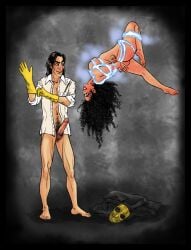 1boy1girl 2018 ass balls ballsack barefoot bellatrix_lestrange belly belly_button black_hair blush bondage butt_crack curly_hair dark_mark death_eater dick erect_penis erection female harry_potter light-skinned_female light-skinned_male light_skin long_hair looking_at_another looking_at_partner magical_bondage male male/female mask mywitch open_clothes open_shirt penis pubes pubic_hair restrained rolled_up_sleeves severus_snape smile smiling smiling_at_partner standing teeth teeth_showing white_shirt yellow_gloves