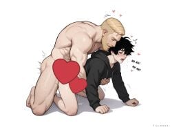age_difference ai_assisted ai_generated anal bara beard big_dom_small_sub black_hair blonde_hair censored doggy_style doomer_boy from_behind_position gay muscular muscular_male nordic_chad sex size_difference skinny skinny_male sweat thumosx twink twink_penetrated undercut white_background wojak_comics yaoi