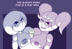 android baby_(fnafsl) balloon_boy balloon_boy_(fnaf) big_breasts blue_eyes breasts circus_baby circus_baby_(fnaf) dialogue double_paizuri duo_focus english_text female five_nights_at_freddy's five_nights_at_freddy's:_sister_location five_nights_at_freddy's_2 freepancakes green_eyes group hair hi_res machine male male_pov multiple_paizuri nipples open_mouth paizuri pov pov_eye_contact precum robot rule_63 scottgames sex sister_location straight text video_games