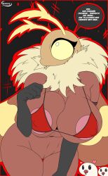 2026 2d 2d_artwork big_breasts female greey high_quality high_resolution insect_girl nipples_visible_through_clothing pink_nipples spanish_dialogue spanish_text tagme tagme_(character)