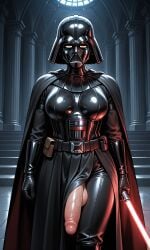 ai ai_generated big_breasts darth_vader futanari genderswap_(mtf) lightsaber penis red_lightsaber star_wars