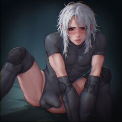 ai_generated cumming gay leotard metal_gear_solid pretty_boy raiden_(metal_gear) sexy skinny yaoi