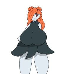 1:1 1:1_aspect_ratio 2026 anthro big_breasts black_clothes black_clothing black_dress breasts clothed creatures_(company) creatures_inc. dress female game_freak gen_5_pokemon generation_5_pokemon huge_breasts legendary_pokémon legendary_pokemon meloetta meloetta_(pirouette_form) musica_(swaggermelo) mythical_pokemon nintendo orange_hair pokemon pokemon_bw red_eyes smiling solo solo_female swaggermelo white_body