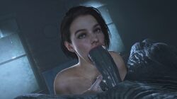 1boy1girl 3d artist_request balls_grab huge_cock jill_valentine massive_cock monster monster_on_female mr_x oral oral_sex resident_evil stockholm_syndrome