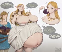 angeltights breasts_bigger_than_head copyright_request highres huge_breasts link link_(breath_of_the_wild) non-web_source pregnant princess_zelda ready_to_pop steely_bird the_legend_of_zelda