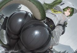 ai_generated alternate_version_at_source arknights:_endfield ass_focus back_view big_ass big_breasts big_butt bodysuit female female_only fluorite_(arknights:_endfield) gigantic_ass green_hair happy hips hips_wider_than_shoulders hypet shiny shiny_clothes snake_girl snake_tail steam steamy tagme tail thick_ass thick_hips thick_legs thick_thighs thighs tight_bodysuit tight_clothing tight_fit video_game_character video_games wet wide_hips