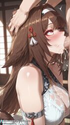 1girls ai_generated bare_legs bare_shoulders bare_thighs big_breasts blowjob blush breasts brown_hair clothed clothed_female cum cum_in_mouth curvy curvy_body curvy_female deepthroat dreamyan_ai embarrassed excessive_cum fellatio flustered fox_ears fox_girl fox_tail hi_res high_quality high_resolution highres irrumatio large_breasts long_hair oral oral_sex red_eyes sucking sucking_penis tail thick_ass thick_thighs thighs uncensored ye_shunguang zenless_zone_zero