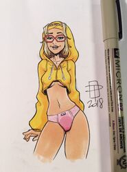 big_hero_6 callmepo disney female honey_lemon hoodie marvel panties pink_panties solo underboob