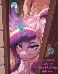 ai_generated alicorn almost_caught ambiguous_penetration antedown behind_door cheating cheating_wife cloud cum cum_explosion cumming door doorway excessive_cum face_focus fake_smile feathered_wings female forest from_behind from_behind_position hand_on_ass heart_symbol high-angle_view horn human human_on_feral human_on_pony_action infidelity interspecies looking_at_viewer male male/female mare messy_hair moan mountain muscular_male my_little_pony nervous nervous_smile netorare offscreen_character pony princess_cadance_(mlp) river sex sky smile squeezing_butt standing standing_sex stealth_sex stone_wall straight sweat sweatdrop sweating tail text visible_breath window wings
