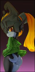 1girls ass curvy dat_ass female fused_shadow helmet hoodie imp imp_midna midna nintendo ponytail shortstack solo the_legend_of_zelda theboogie twili twilight_princess