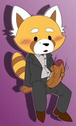 aggressive_retsuko clothed clothing jerseydevil male male_only mammal masturbation pants_down partially_clothed penile_masturbation penis red_panda resasuke smooth_fur