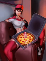 aka6 big_breasts breasts brown_hair cleavage culinary_masters_series cum cum_in_food cum_on_food cum_on_penis cum_volcano dickgirl erection female futa_only futanari grey_eyes hat intersex large_penis league_of_legends looking_at_viewer midriff naughty_face nipples penis pizza pizza_delivery_sivir pizza_girl ponytail see-through sivir smile socks_over_thighhighs spread_legs thighhighs thighs