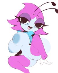 2018 4:5 antennae anthro anthro_only areola arthropod big_breasts big_eyes black_eyes blue_nipples blue_skin breasts clothing disney disney_channel female flat_colors fly freckles hair insects looking_at_viewer maggie_pesky navel nipples pink_hair plantpenetrator pussy shirt short_hair simple_background smile solo stockings the_buzz_on_maggie thick_thighs thighhighs toon_disney white_background