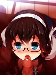 1boy 1boy1girl 1girls 2d all_fours animated audionoob black_hair blue_eyes blue_skirt blush breasts censored cum cum_on_glasses cum_on_hair duo duo_focus ejaculation facial fellatio female giver_pov glasses hairband hakama_skirt heart heart_censor huge_filesize kantai_collection kuro_chairo_no_neko large_penis licking_penis light-skinned_female light_skin long_hair male male_pov mosaic_censoring ooyodo_(kantai_collection) oral pale-skinned_female penis pov school_uniform serafuku sex shorter_than_30_seconds side_slit skirt solo_focus sound straight thighhighs tongue tongue_out ugoira veins veiny_penis video