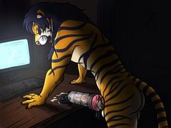 anthro balls computer cum feline fleshlight fur hybrid khajiit kovu_muabdib liger lutti male male_only mammal masturbation penetrable_sex_toy penis sex_toy solo the_elder_scrolls tiger video_games