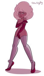 1girls cartoon_network covering diamond_authority female gem_(species) nude opera_gloves pink_diamond_(steven_universe) pubic_hair small_breasts solo steven_universe stockings supesnsfw