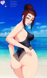 1girls ass beach breasts cleavage female female_only law-zilla one-piece_swimsuit rainbow_six rainbow_six_siege solo swimsuit tagme tom_clancy twitch_(rainbow_six)