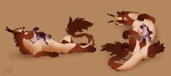 absurd_res anal animal_genitalia anthro anthro_on_feral anus balls biped canid canine claws dipstick_tail duo feelferal felkin feral fox fur genitals hi_res horn interspecies male male/male mammal markings oral quadruped rimming sex sheath tail tail_markings zoophilia