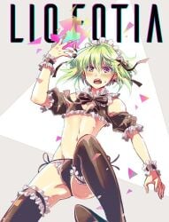 1boy androgynous blush blush crossdressing embarrassed femboy lio_fotia maid maid_bikini maid_headdress promare slim_male slim_waist solo twink