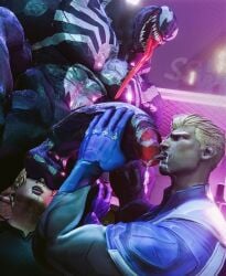 3d big_penis blonde_hair blonde_male cum cum_on_face gay huge_cock human_torch human_torch_(marvel_rivals) johnny_storm licking_penis male male_only marvel marvel_rivals penis somehappened symbiote thick_penis venom venom_(marvel) venom_(marvel_rivals)