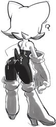 2018 4_fingers ? anthro ass bat boots breasts chi-iz clothing cum cum_on_ass digital_media_(artwork) female footwear gloves high_heels mammal monochrome rear_view rouge_the_bat shoes short_tail solo sonic_(series) standing