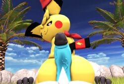 2boys ass ass_focus ass_job cock cock_between_ass commission commissioner_upload dr.ivopingasnik furry furry_only game_freak gay gay_male looking_at_viewer looking_back looking_pleasured lucario male oc penis pichu pokemon pokemon_(species) sfm source_filmmaker