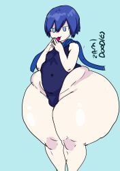 ass ass_bigger_than_body ass_bigger_than_head ass_bigger_than_torso ass_focus big_ass big_butt blue_hair butt_bigger_than_head butt_focus doodles fat_ass femboy femboy_focus femboy_only gigantic_ass huge_ass huge_butt kaito_(vocaloid) male massive_ass massive_butt scarf semi_nude shortstack solo swimsuit tagme thick_thighs thighs voluptuous zami_doodles