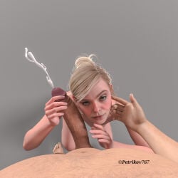 1boy 1girls 3d 3d_(artwork) blonde_female blonde_hair brown_nipples cum cum_drip cumshot death_stranding death_stranding_2:_on_the_beach elle_fanning eye_contact green_eyes hand_on_penis handjob masturbation mexican_male nude nude_female pale_skin petite petite_body petite_female petrikov767 pov pov_eye_contact pov_male self_insert self_upload sex tomorrow_(death_stranding) white_skin